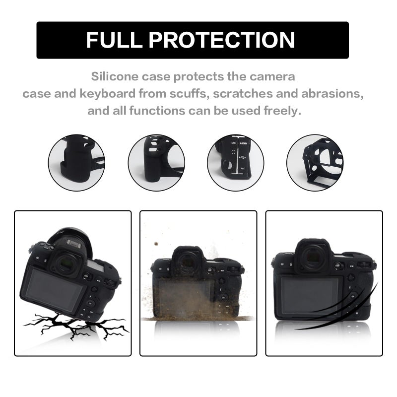 Easy Hood Case for Nikon Z 8 Mirrorless Camera  Carrying Protective Z8 Video Camera Case Anti-Scratch Soft Silicone Housing Cover Protector Skin Black - Image 3